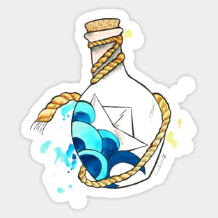 Ahoy! Ship in bottle Sticker